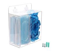 Koemehr Distributeur de masques et de gants jetables en acrylique avec couvercle, filet à cheveux et distributeur de couvre-chaussures, peut être fixé au mur et sur une table, transparent