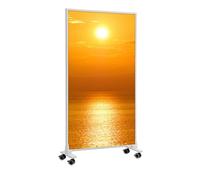 Könighaus Chauffage d’appoint infrarouge avec photo sur pied - 800 W - économe en énergie = chauffe en 2 min - pieds & thermostat - chauffage mobile sur pied - Avec beau motif : Soleil