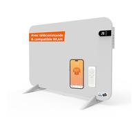 Könighaus Chauffage infrarouge dual intelligent 450 W avec contrôle Wi-Fi via application et télécommande, comprenant des pieds porte-serviettes et le matériel de fixation. Couleur : Blanc