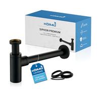 kör4u Siphon de Design Premium 1 1/4 Pouces x 32 mm, Noir Mat, Forme carrée, incluant Les Joints d'étanchéité, piège à odeurs pour évier, piège à odeurs pour Tuyau, pour lavabo