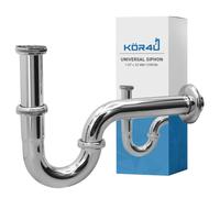 kör4u Siphon Universel pour lavabo - avec Joints - Siphon Tubulaire - Bonde de vidage - Chromé - 1 1/4" x 32 mm, Chrom