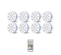 KOESRXNQW Lumière de Piscine éclairage sous-Marine lumière LED Submersible sans Fil IP68 projecteur extérieur for étang réservoir Poissons d'aquarium éTanche SûR(8 Light 1 Remote,7.0cm)