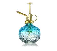 KoGiio Verre Plantes Vaporisateur D'arrosage, 240ml Rétro avec Pompe Supérieure Arrosoir, Une Main Darrosage Pulvérisateur Brumisateur pour Jardinage Plantes, L'alcool Dégradé Bleu-Buse dorée