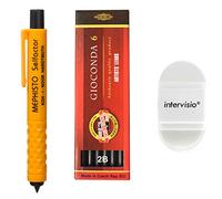 Koh-I-Noor 5301 Porte-mines mécanique 5.6 mm - Porte-mines moderne en plastique avec mines en graphite, Set 4865 2B avec gomme intervisio - pour école, bureau, écrivains, artistes