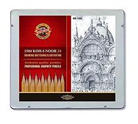 Koh-I-Noor Crayons graphites 8B-10H Boîte métallique Lot de 24