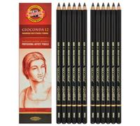 Koh-i-noor Gioconda Negro Aquarelle Soluble à l'eau - 12 crayons Graphite 4B. 8800