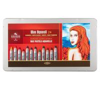 Koh-i-noor WAX AQUARELL crayons de couleur 24 pièces avec pinceau, taille-crayon et crayon graphite dans une boîte en métal