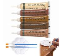 KOHVAN Kit Réparation Parquet et Meubles en Bois - 5 Couleurs de Pâte à Bois avec Palette et Pinceaux - Mastic Bois pour Rayures, Fissures et Trous sur Sol et Mobilier, Pate a Bois Rebouchage