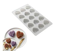 KOHVAN Moule Silicone Cœur et Rose pour Bonbons et Chocolats, Moule Chocolat, Moule a Bonbon, Moule 3D Blanc 17x28,6cm pour Pâtisserie, Savon Artisanal, Décoration de Gâteaux et Gelée, Flexible