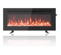 KOIOPLIE Cheminée électrique murale 30 pouces ultra-plate, effet flamme 3D LED 12 couleurs, chauffage 1800W, télécommande