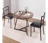 Koioplie Ensemble Table à Manger 3 pièces pour 2 pers, Ronde 80cm Retro