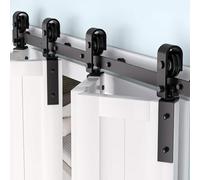Koioplie Kit rail porte placard coulissante pliante, Pour 36'' 2 Portes | Acier 6mm antirouille capacité 400kg, roulettes nylon silencieuses, installation DIY. Idéal pour dressing, chambre, buanderie