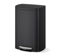 Koioplie Poubelle cuisine 50 L à pédale en acier inox, soft-close - Noir | Inox 410 anti-traces + PP, 50L, pédale mains libres, soft-close, seau amovible, poignée arrière, pieds antidérapants.