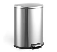 Koioplie Poubelle de cuisine 50L en acier inoxydable demi-ronde, à pédale | Acier inoxydable anti-empreintes - pédale mains libres - fermeture douce. Capacité 50L - design demi-ronde - seau amovible