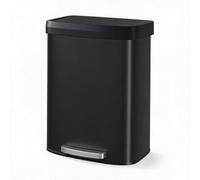Koioplie Poubelle de cuisine 60L en inox à pédale,couvercle soft-close Noir | Inox 410 anti-traces - 60L - pédale mains libres - soft-close - maintien ouvert 95°. Anneau maintien sac - poignée arrière