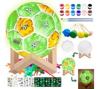 KOIROI Kit Peinture Enfant avec Lampe de football 3D, Veilleuse de Peindre 3D avec support en bois, Accessoire de peinture, Veilleuse de football, fan de foot cadeau, cadeau foot garcon 3-12 ans