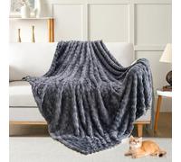 KOIUEYW - Couverture de canapé douillette - Gris foncé - Couverture en polaire épaisse et douce - Design uni rayé confortable - Couverture moelleuse pour canapé - Flannelle - 200 x 230 cm