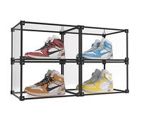 KOKOIN Lot de 4 boîtes de rangement magnétiques en plastique transparent avec ouverture latérale pour chaussures de baskets - Boîte de rangement pour chaussures de sport - Boîte de rangement pour