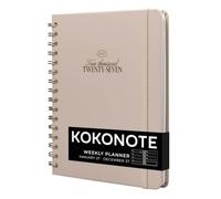 Kokonote | Agenda 2027 Misty Gray - Semainier A5 à Spirale, Agenda Annuel | Agenda professionnel 2027 semainier | 18 x 21,5 cm, spirale, couverture rigide | 192 pages | 2 pages de stickers
