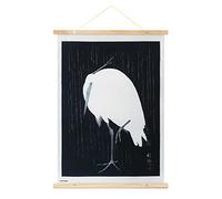 Kokonote - Wall Scroll, Décoration Murale en Tissu 50 x 70 cm - Aigrette Sous la Pluie - Poster en Tissu Egret in the Rain, Poster Toile, Kakemono - Taille unique