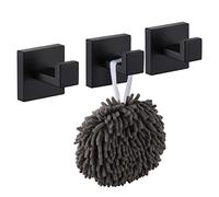 KOKOSIRI Crochets pour peignoirs et serviettes, Pack de 3 Crochets et patères pour la maison Inox Quincaillerie de salle de bain Mural, Noir mat B1010BK-P3