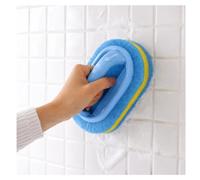 KOKSI Brosse de nettoyage pour salle de bain cuisine baignoire toilettes nettoyant tout usage éponge de douche brosse à récurer avec poignée ergonomique