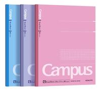 KOKUYO Cahier de composition Campus 9-1,9 cm, 7-1,3 cm, Ligné large | Lot de 3 carnets de notes lignés pour l'école, le travail, l'étude, la prise de notes, 80 feuilles chacune