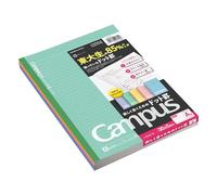 Kokuyo Campus 3CATNX5 Lot de 5 blocs-notes à écriture lisse Semi-B5 Ligné en A 7 mm 30 pages 5 couleurs
