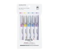 Kokuyo Surligneur Mark+ PM-MT100-5S double couleur, lot de 5 (rose/bleu/vert/violet/jaune)