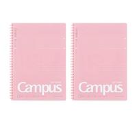 Kokuyo S-S111BT-PX2SET Campus Lot de 2 cahiers à anneaux souples, lignés à pois, 40 feuilles, B5, rose