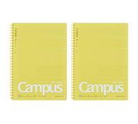 Kokuyo S111BT-YX2SET Campus Lot de 2 cahiers à anneaux souples, lignés à pois, 40 feuilles, B5, jaune
