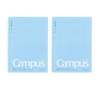 Kokuyo S131BT-BX2SET Campus Lot de 2 cahiers à anneaux souples lignés à pois 50 feuilles A5 Bleu