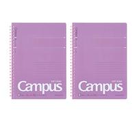Kokuyo S131BT-VX2SET Campus Lot de 2 cahiers à anneaux souples lignés à pois 50 feuilles A5 Violet