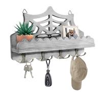 Kolamom Porte-clés mural en bois avec 9 crochets à clés, étagère à clés avec étagère pour courrier, téléphone, petite décoration, idéal pour entrée, bureau et couloir