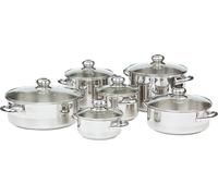 KOLIMAX PREMIUM Set d'ustensiles de cuisine en acier inoxydable avec couvercles en verre, 12 pièces