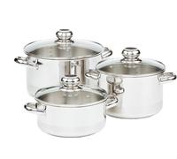 KOLIMAX PREMIUM Set d'ustensiles de cuisine en acier inoxydable avec couvercles en verre, 6 pièces
