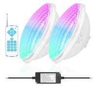 KOLLNIUN Eclairage Piscine LED Lumières, 40W RGB PAR56 Lampe Piscine Projecteur, LED Submersible Piscine Synchronisation Externe avec Télécommande IP68 Pool Light, 12V AC Lampe de Etanche (lot de 2)