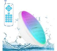 KOLLNIUN Lampe Piscine, PAR56 Eclairage Piscine LED Projecteur Piscine RVB avec Télécommande, 20W Lumière Piscine Etanche, Ampoule Piscine 12V AC/DC, 12 Modes D'éclairage, Timing 2/4/6H Pool Light