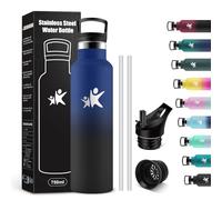 KollyKolla Bouteille d'eau en Acier Inoxydable 750ml, Gourde avec en Paille, Facile à Transporter, Double Paroi Isolante, sans BPA, Anti Fuite et Réutilisable, pour Camping, Voyage, Randonnée