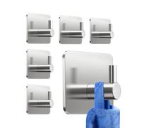 KollyKolla Crochet Adhesif Mural 6 Pièces, Porte Manteau sans Percage, Crochet Adhesif Mural Salle de Bains, Acier Inoxydable, EtancheCrochet Autocollant pour Toilettes, Cuisine, Bureau