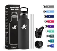 KollyKolla Gourde Inox 500ml, Gourde avec en Paille, Bouteille Isotherme Double Paroi, sans BPA, Anti Fuite et Réutilisable, Bouteille d'eau pour Bureau, Cyclisme, Travail, Voyage, Alpinisme