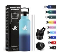KollyKolla Gourde Isotherme 500ml, Bouteille Isotherme avec Paille, Double Paroi Isolante, Anti Fuite, Bouteille Reutilisable, sans BPA, pour Enfant, Adulte, l'école, Travail, Voyage, Jogging