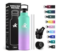 KollyKolla Gourde Isotherme 750ml, Bouteille Isotherme avec en Paille, Bouteille d'eau en Acier Inoxydable, sans BPA, Anti Fuite et Réutilisable, Gourde Inox pour Camping, Voyage, Bureau, Travail