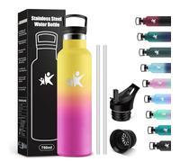 KollyKolla Gourde Isotherme 750ml, Bouteille Isotherme avec en Paille, Bouteille d'eau en Acier Inoxydable, sans BPA, Anti Fuite et Réutilisable, Gourde Inox pour Camping, Voyage, Bureau, Travail