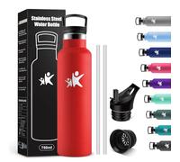 KollyKolla Gourde Isotherme 750ml, Bouteille Isotherme avec en Paille, Bouteille d'eau en Acier Inoxydable, sans BPA, Anti Fuite et Réutilisable, Gourde Inox pour Camping, Voyage, Bureau, Travail