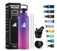 KollyKolla Gourde Isotherme 750ml, Bouteille Isotherme en Acier Inoxydable, Bouteille d'eau sans BPA, Gourde Inox avec Paille, Gourde Reutilisable pour l'École, Bureau, Extérieur, Camping, Yoga