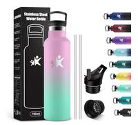 KollyKolla Gourde Isotherme 750ml, Bouteille Isotherme en Acier Inoxydable, Bouteille d'eau sans BPA, Gourde Inox avec Paille, Gourde Reutilisable pour l'École, Bureau, Extérieur, Camping, Yoga
