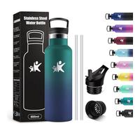 KollyKolla Gourde Isotherme Enfant 500ml, Bouteille d'eau Acier Inoxydable, Étanche et Réutilisable, sans BPA, Gourdes avec Paille, Bouteille d'eau pour Voyage, l'école, Cyclisme, Bureau, Camping
