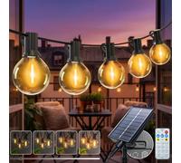 kolpop 15M Guirlande Solaire Exterieur Dimmable, 8 Modes Guirlandes Lumineuse Exterieure Solaires, IP65 Étanche Lumiere Guinguette Ampoule pour Jardin Terrasse Cour Pergola Fête