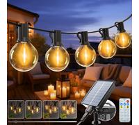 kolpop Guirlande Solaire Exterieur Dimmable, 8 Modes 10M Guirlandes Lumineuse Exterieure Solaires, IP65 Étanche Lumiere Guinguette Ampoule pour Jardin Terrasse Cour Pergola Fête
